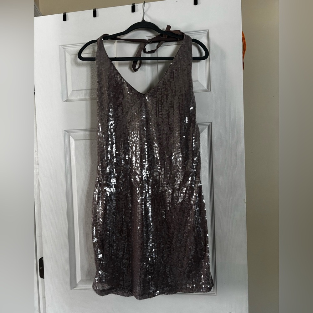 Wild Fable Lace Detail Sequin Dress